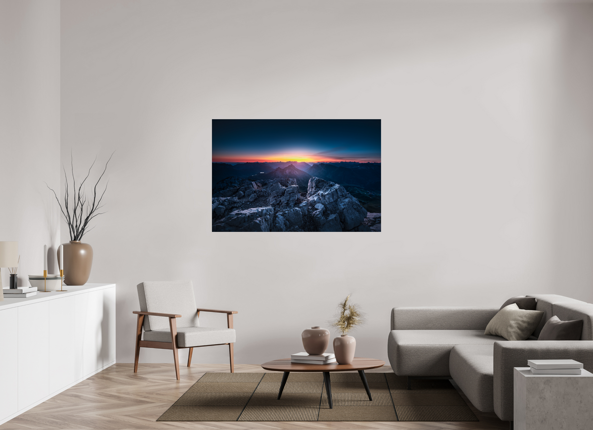 150 x 100 cm, Photo Print Under Acrylic Glass Sunrise at the Mohnenfluh, Lech