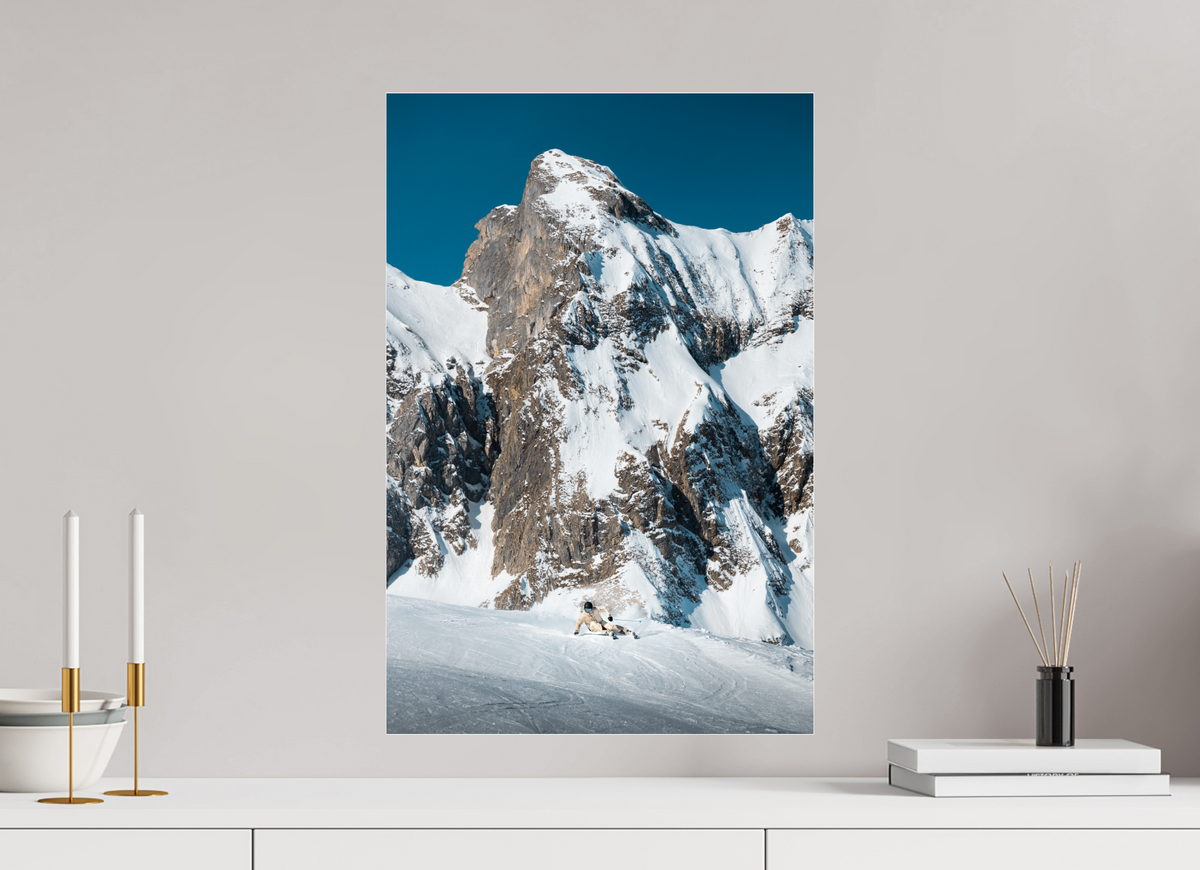 40 x 60 cm, Photo Print Under Acrylic Glass Snowy Rock Face in Winter