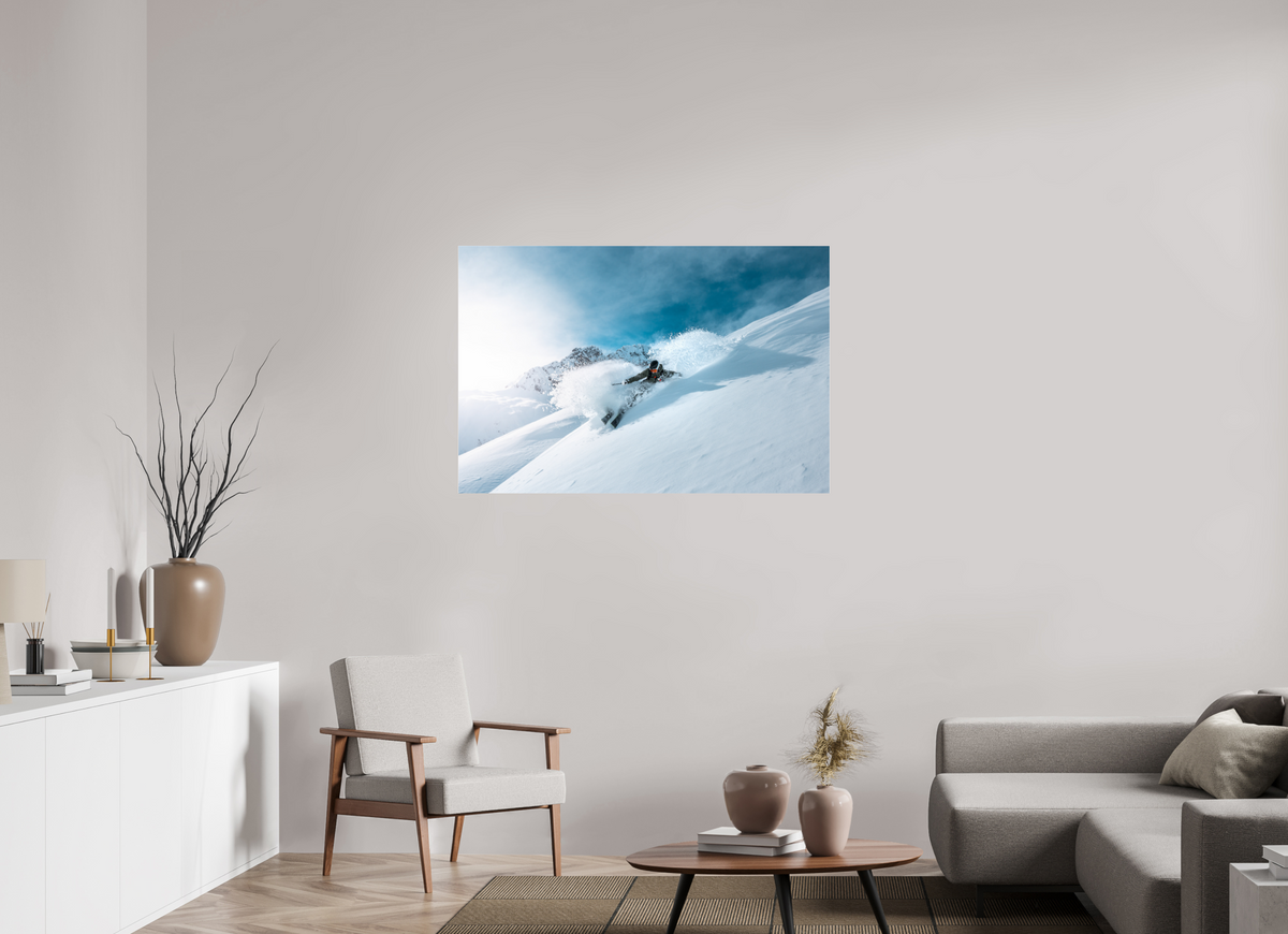120 x 80 cm, Photo Print Under Acrylic Glass Deep Powder Turn, Zürs