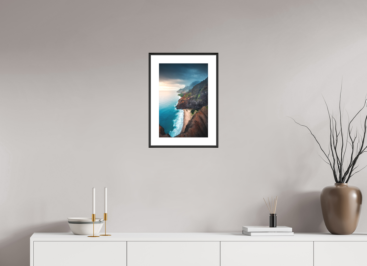 30 x 45 cm, Rahmen-Schwarz Coastline Viewpoint, Kauai