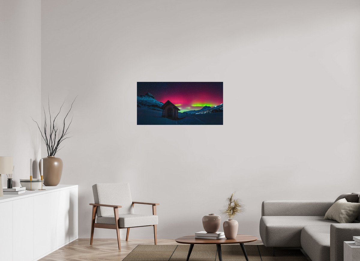 100 x 50 cm, Papierprint ohne Rahmen Polar Lights over Zürs, Arlberg