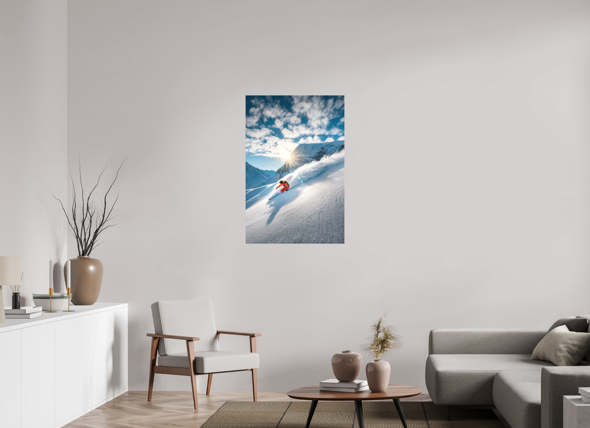 70 x 105 cm, Papierprint ohne Rahmen Freeride Skiing, Lech Zürs Arlberg