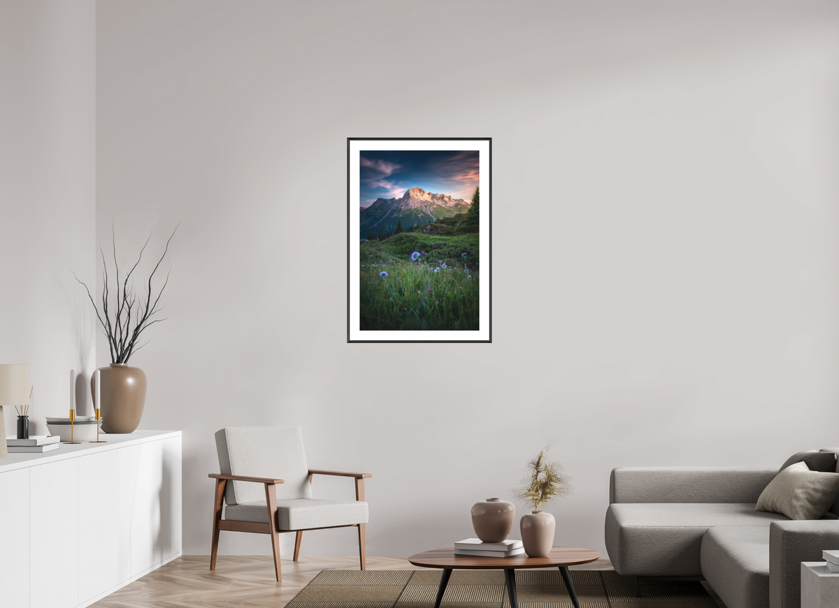 60 x 90 cm, Rahmen-Schwarz Omeshorn Sunset, Lech Austria