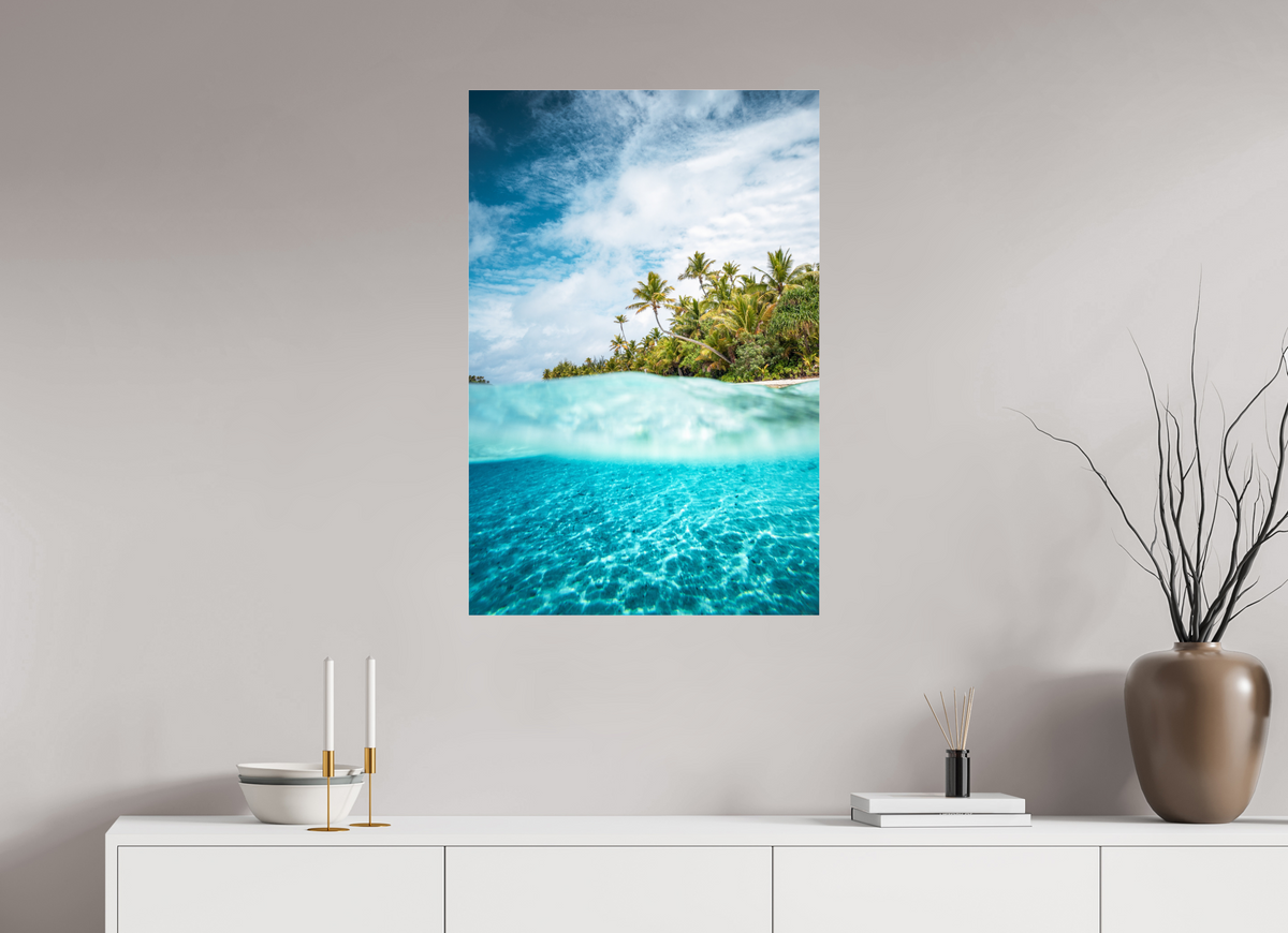 60 x 90 cm, Photo Print Under Acrylic Glass Above and Below the Waterline, Aitutaki