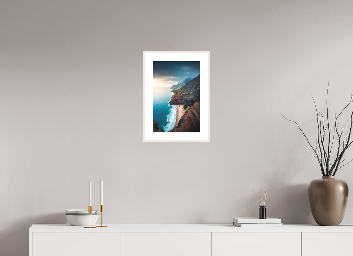 30 x 45 cm, Rahmen-Weiß Coastline Viewpoint, Kauai