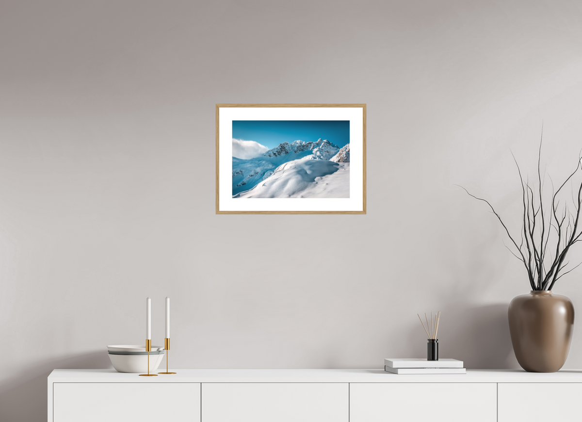 45 x 30 cm, Rahmen-Holzoptik Freeride Curves, Lech Zürs