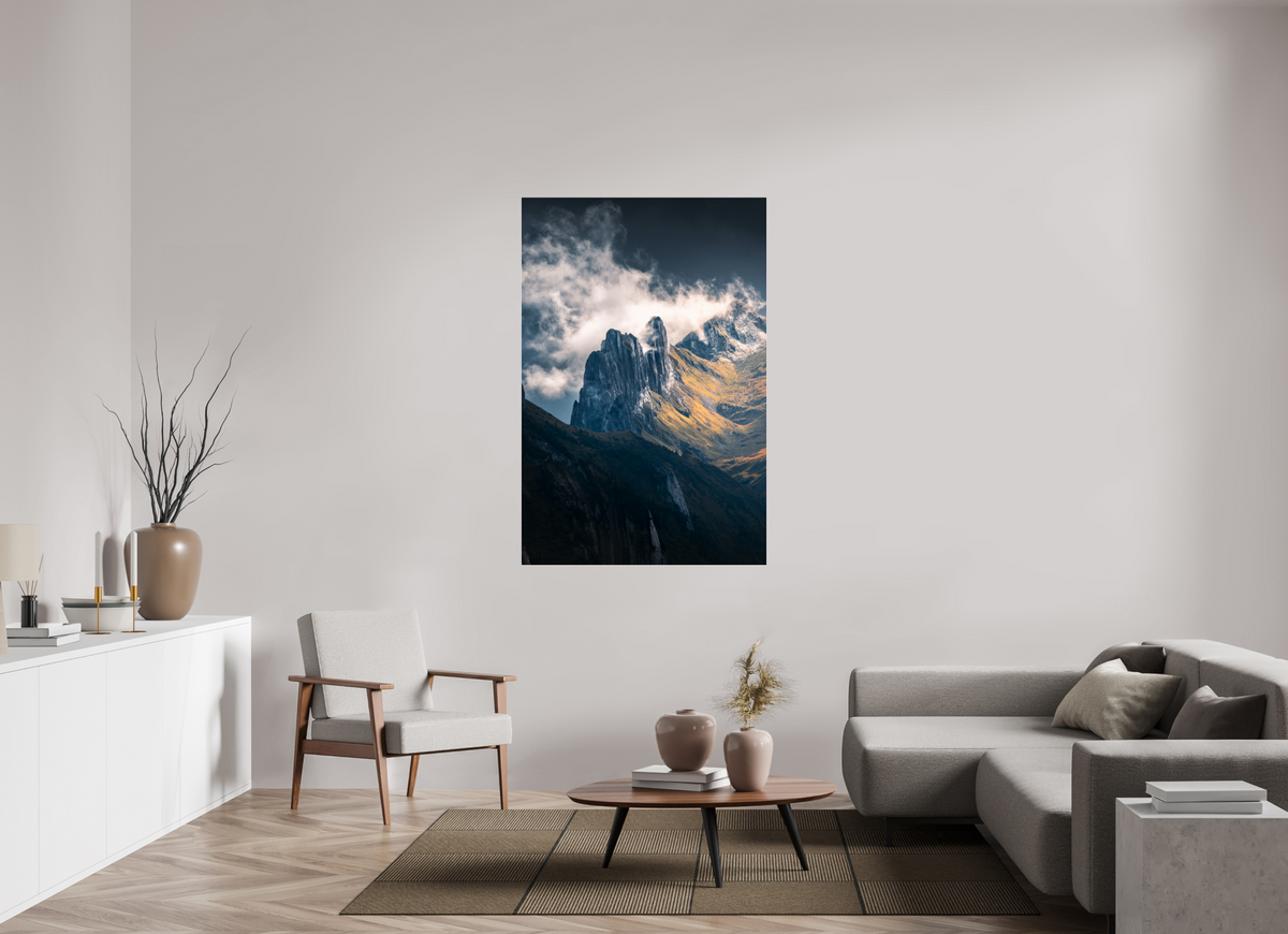 100 x 150 cm, Photo Print Under Acrylic Glass Dramatic Spire, Hoher Kasten