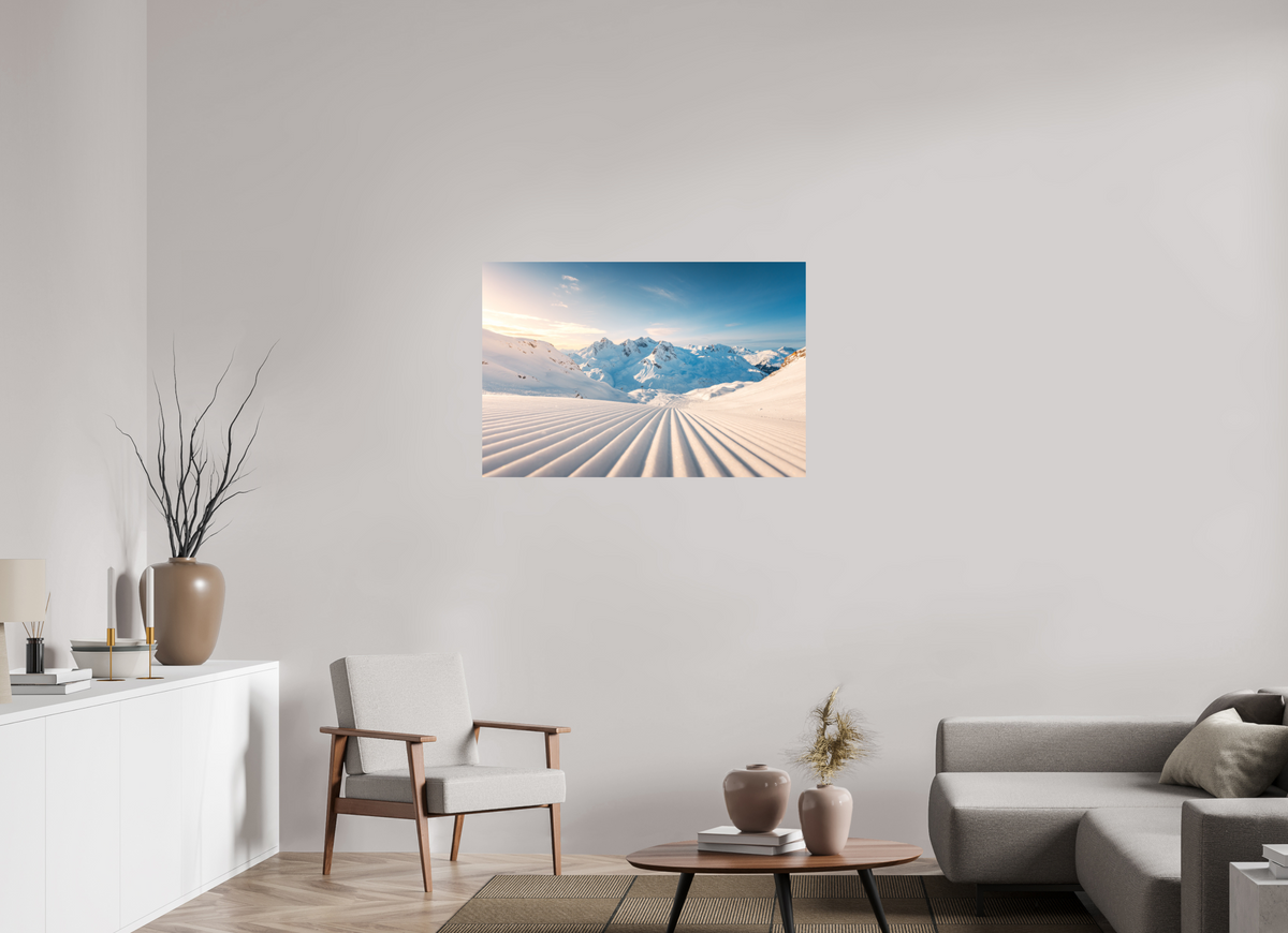 105 x 70 cm, Papierprint ohne Rahmen Freshly Groomed Slope, Zürs