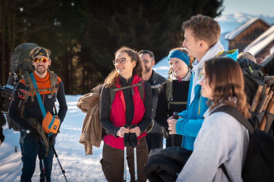 Community adventure, cheese fondue at sunset on the First above Fraxern, Vorarlberg