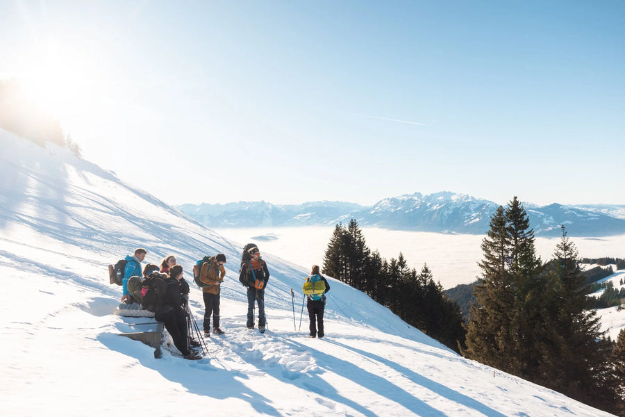 Community adventure, cheese fondue at sunset on the First above Fraxern, Vorarlberg