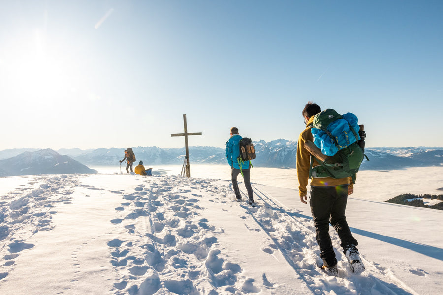 Community adventure, cheese fondue at sunset on the First above Fraxern, Vorarlberg