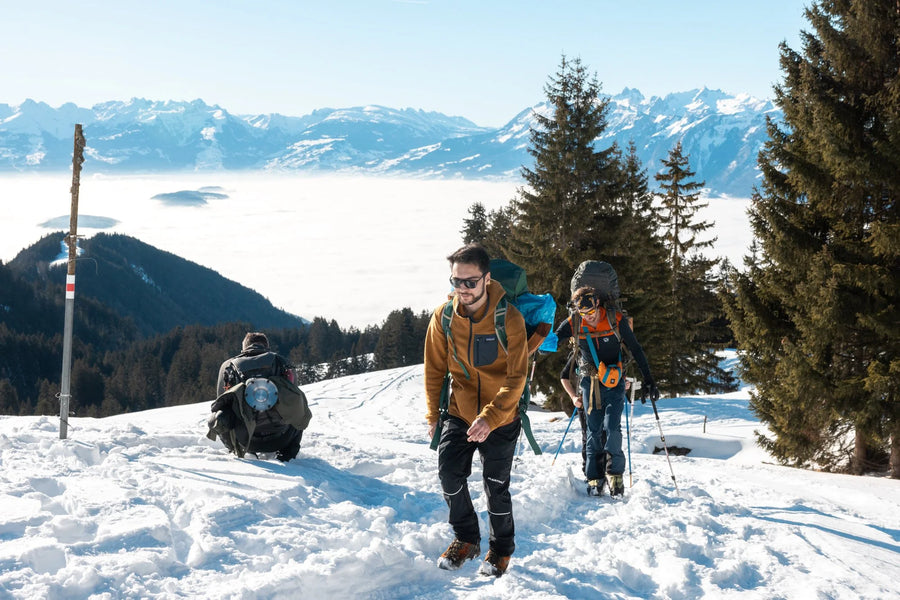 Community adventure, cheese fondue at sunset on the First above Fraxern, Vorarlberg
