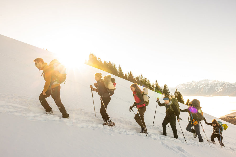 Community adventure, cheese fondue at sunset on the First above Fraxern, Vorarlberg