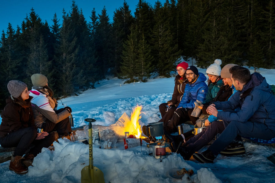 Community adventure, cheese fondue at sunset on the First above Fraxern, Vorarlberg