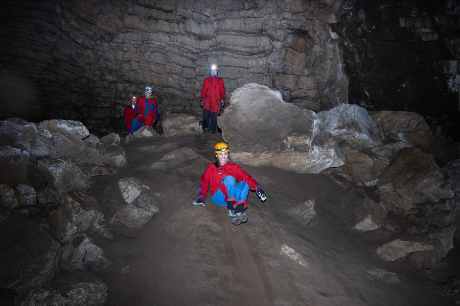 Community adventure, cave tour through the Schneckenloch in the Bregenzerwald, Vorarlberg