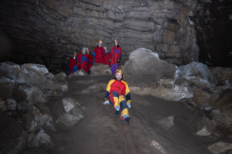 Community adventure, cave tour through the Schneckenloch in the Bregenzerwald, Vorarlberg