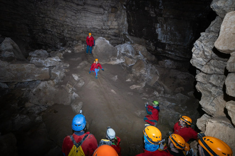 Community adventure, cave tour through the Schneckenloch in the Bregenzerwald, Vorarlberg