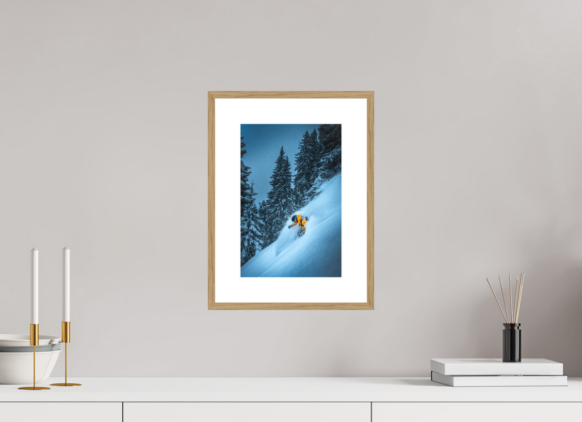 20 x 30 cm, Rahmen-Holzoptik Powder Turn at the Sonnenkopf, Klostertal