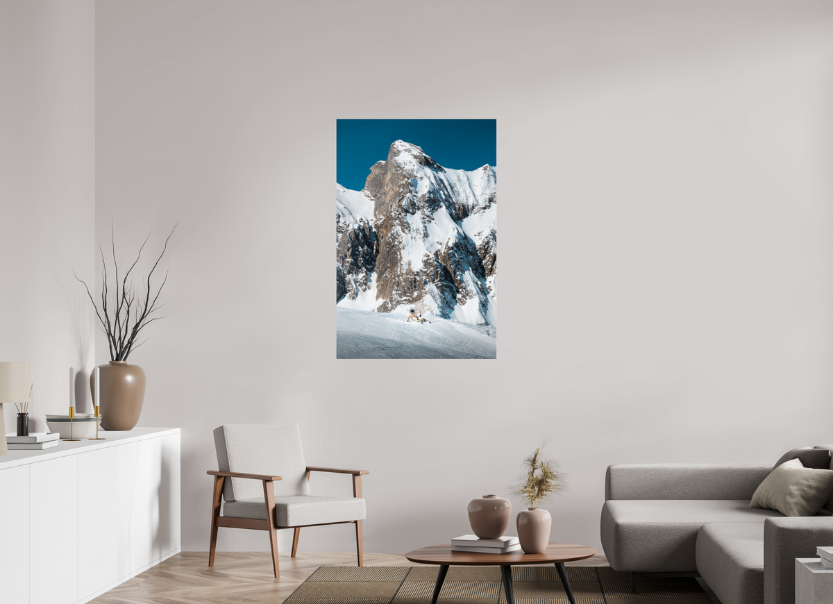 80 x 120 cm, Photo Print Under Acrylic Glass Snowy Rock Face in Winter