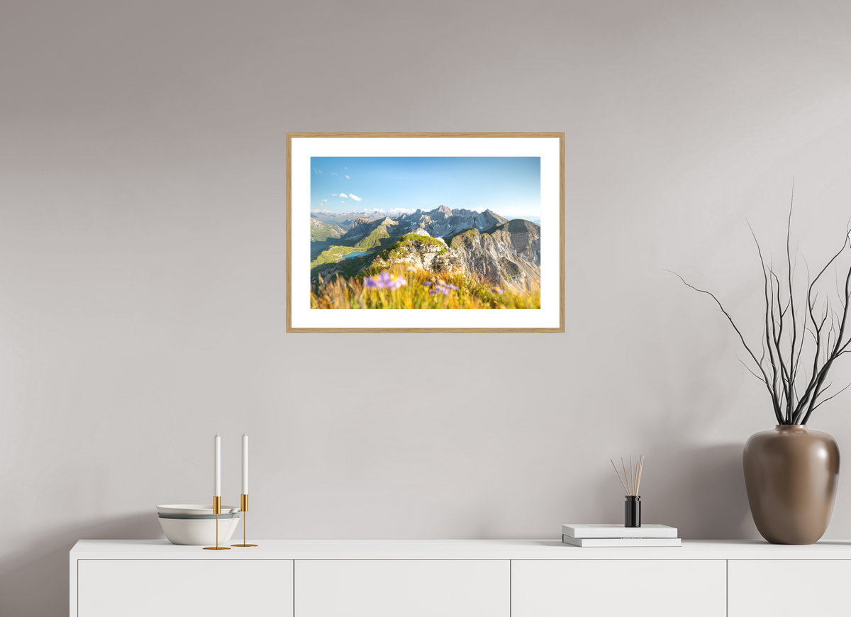 60 x 40 cm, Rahmen-Holzoptik Omeshorn Summer Hike, Austria Arlberg