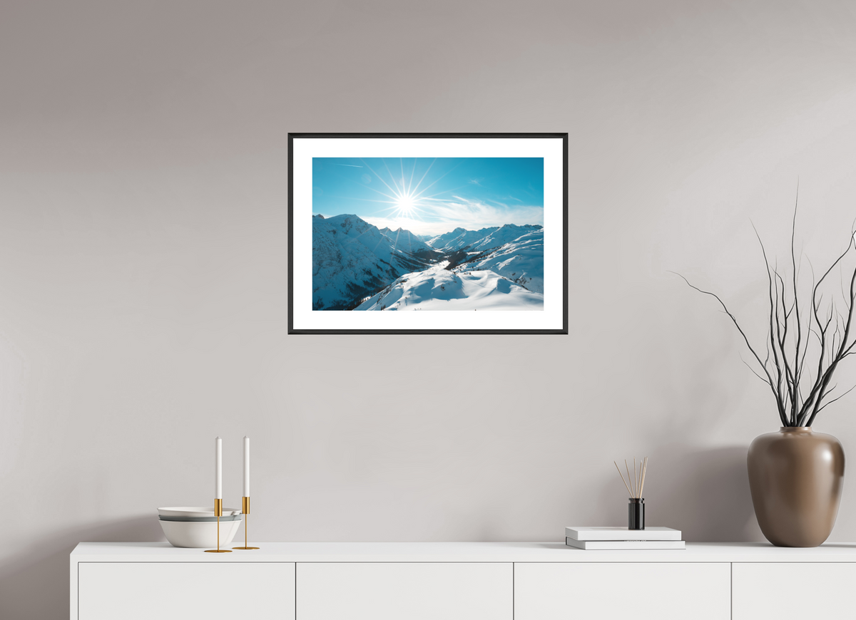 60 x 40 cm, Rahmen-Schwarz Winter Mood in the Zugertal, Lech