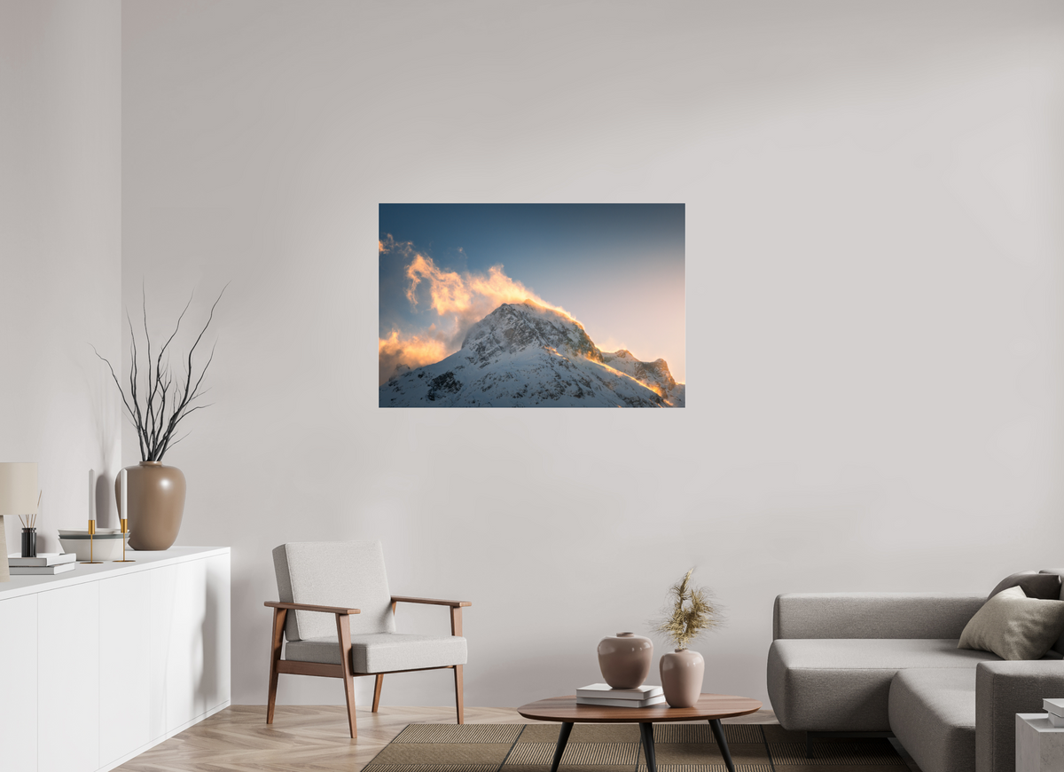 120 x 80 cm, Photo Print Under Acrylic Glass Golden Light on the Omeshorn, Lech