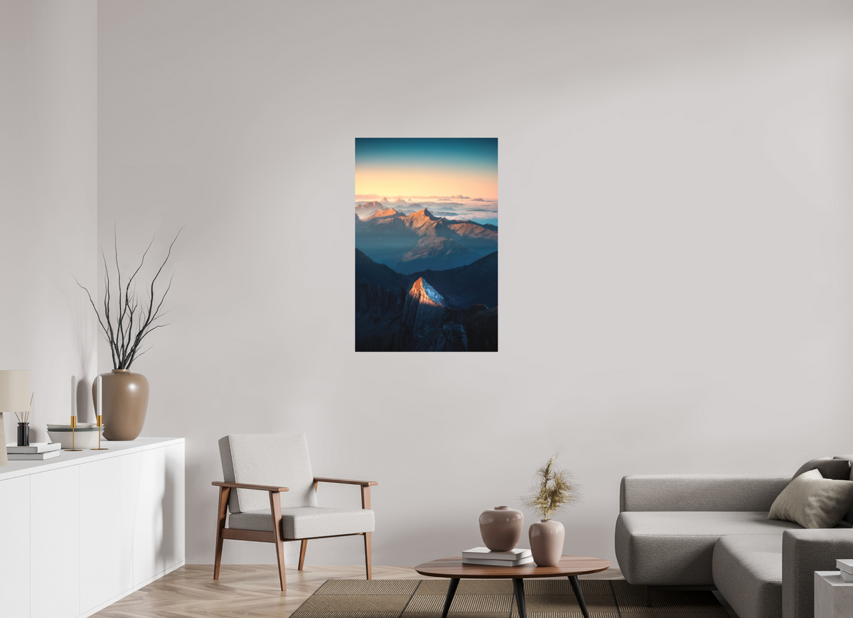 70 x 105 cm, Papierprint ohne Rahmen Säntis Peak Glow at Sunrise, Switzerland