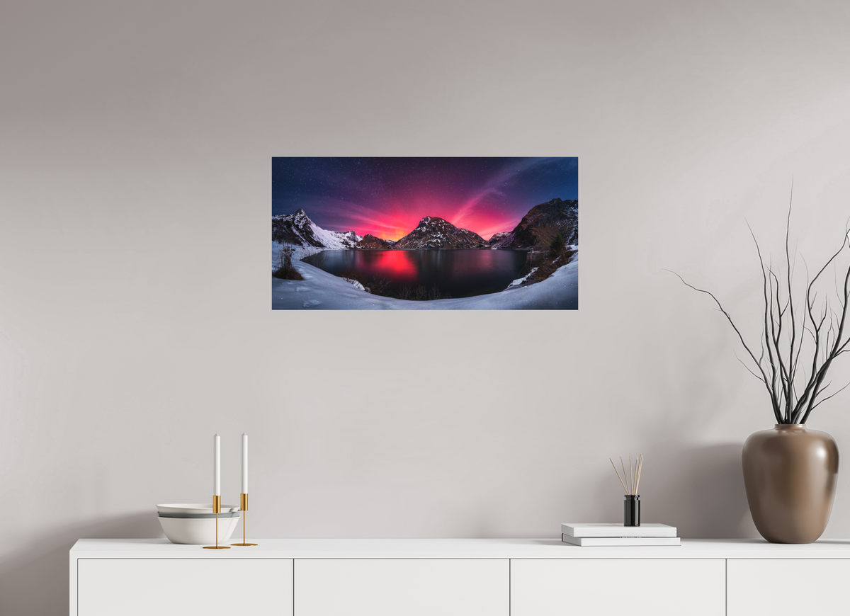 80 x 40 cm, Papierprint ohne Rahmen Northern Lights over the Spullersee, Arlberg