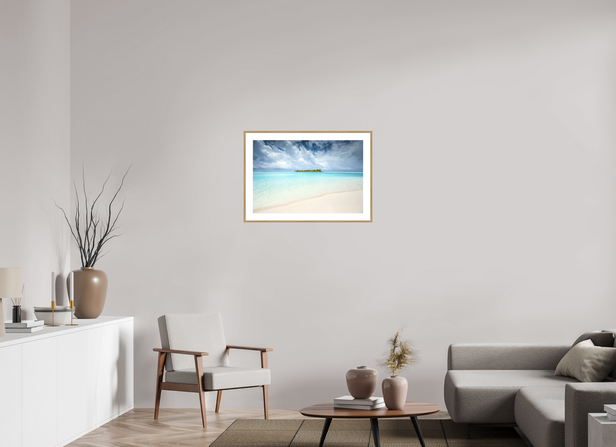 75 x 50 cm, Rahmen-Holzoptik Island in the Lagoon, Aitutaki