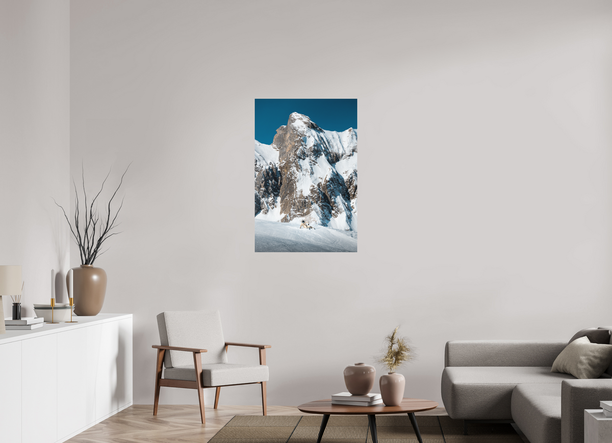 70 x 105 cm, Papierprint ohne Rahmen Snowy Rock Face in Winter