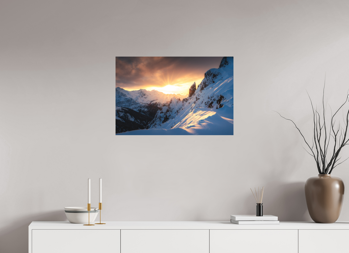 75 x 50 cm, Papierprint ohne Rahmen Black Tower at Sunset, Zürs