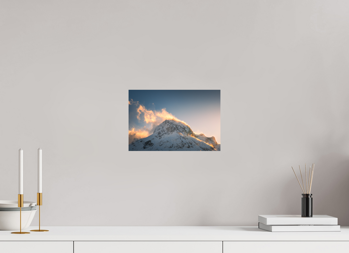 30 x 20 cm, Papierprint ohne Rahmen Golden Light on the Omeshorn, Lech