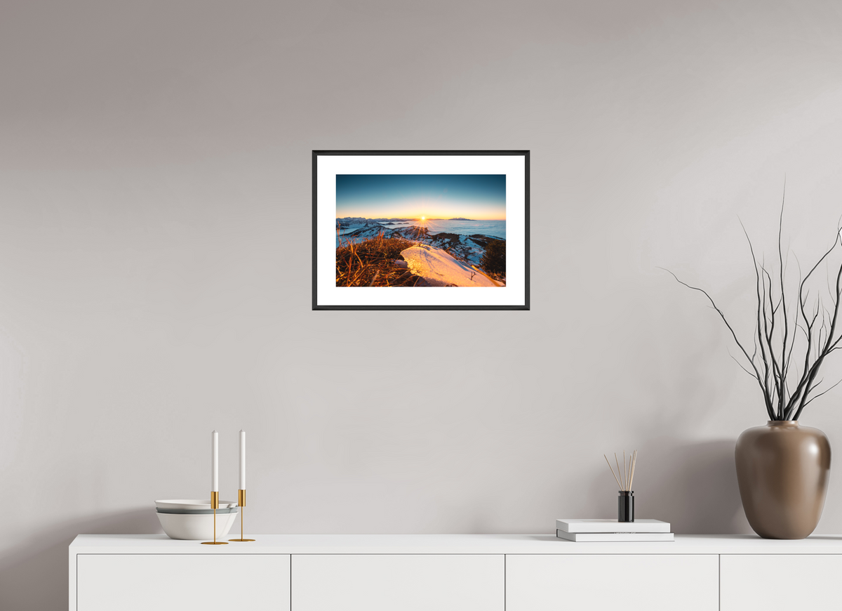 45 x 30 cm, Rahmen-Schwarz Sunset at the Hohe Matona, Vorarlberg