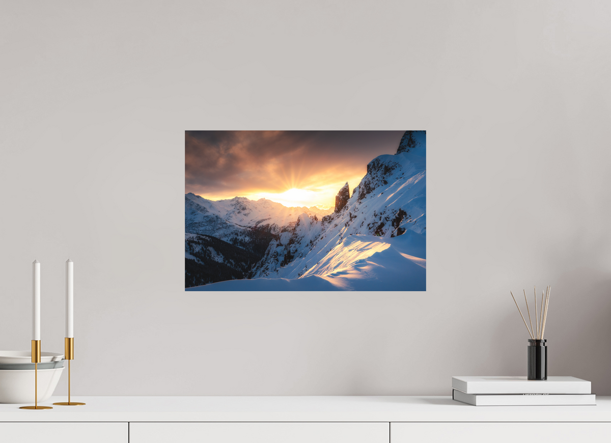 45 x 30 cm, Papierprint ohne Rahmen Black Tower at Sunset, Zürs