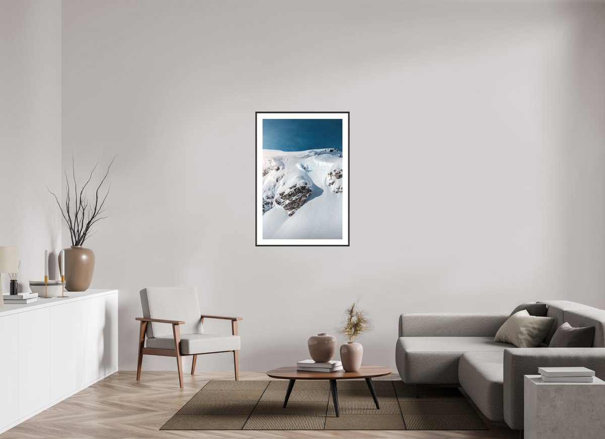 70 x 105 cm, Rahmen-Schwarz Skier Dropping a Steep Line, Arlberg