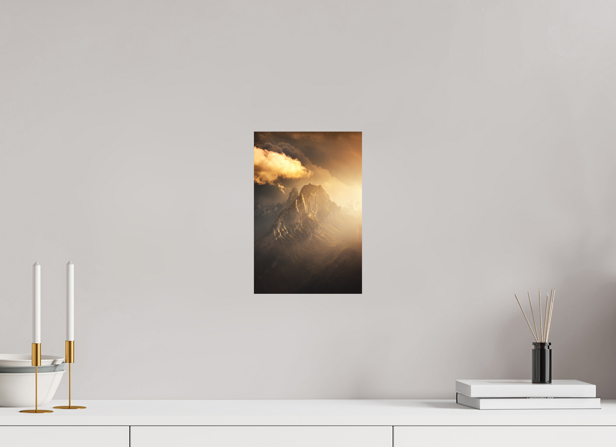 20 x 30 cm, Papierprint ohne Rahmen Glowing Mountainscape, Hoher Kasten