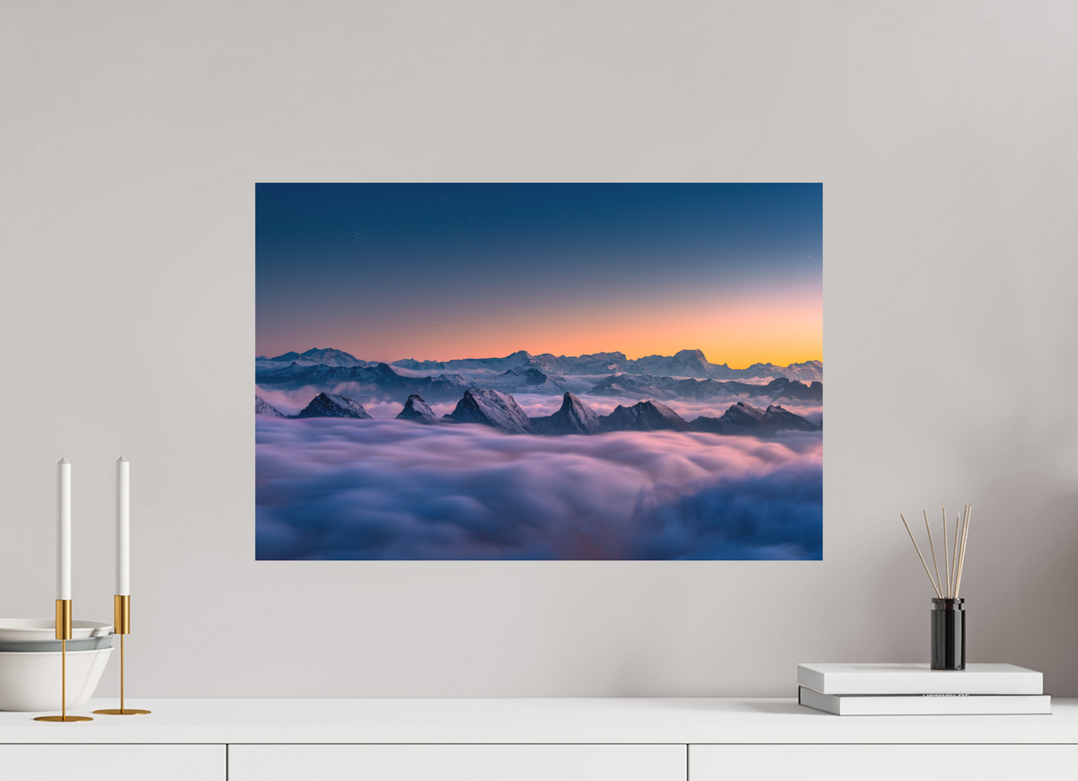 60 x 40 cm, Papierprint ohne Rahmen Peaks Above the Sea of Fog