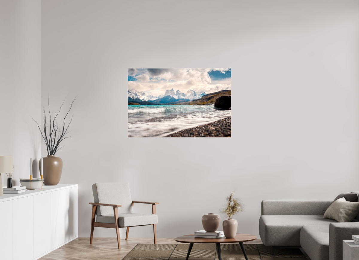 120 x 80 cm, Photo Print Under Acrylic Glass Torres del Paine, Dramatic Skies