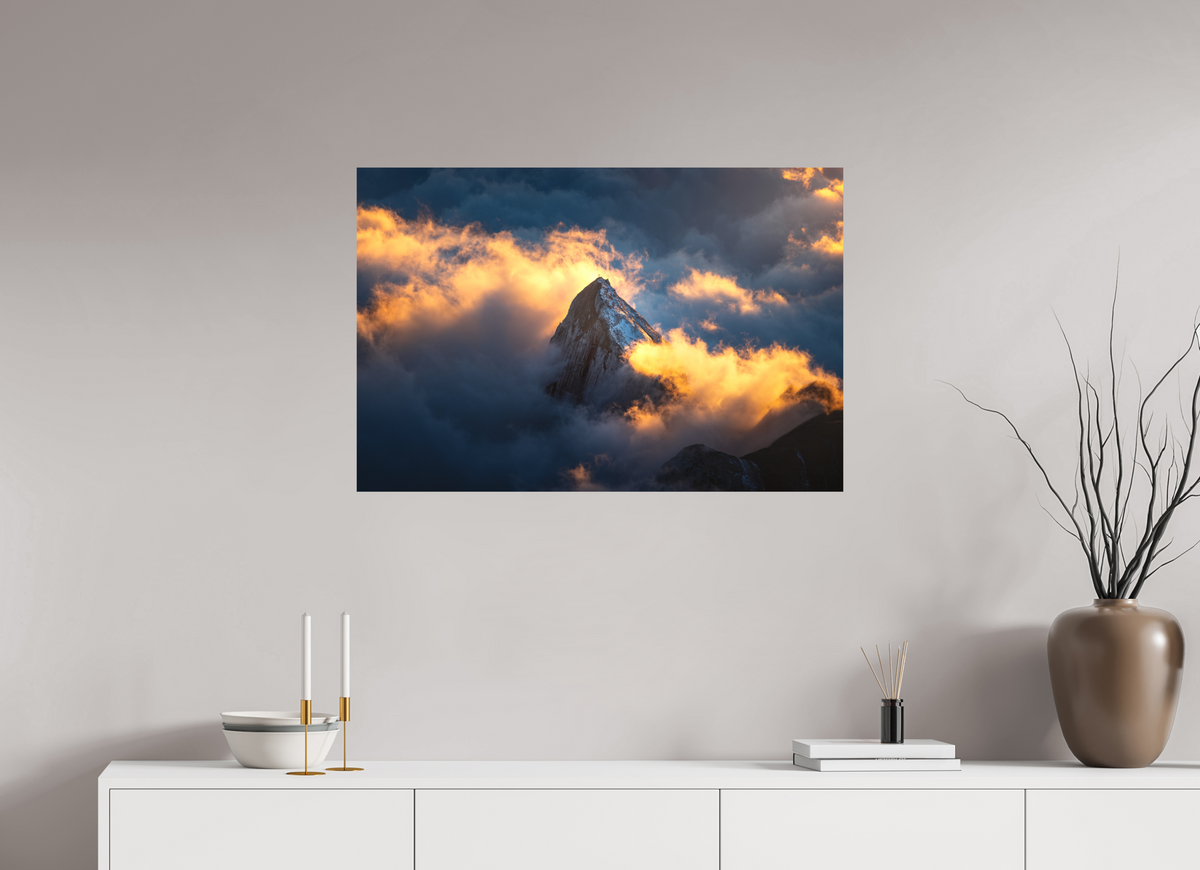90 x 60 cm, Papierprint ohne Rahmen Säntis Cloud Glow at Sunset, Switzerland