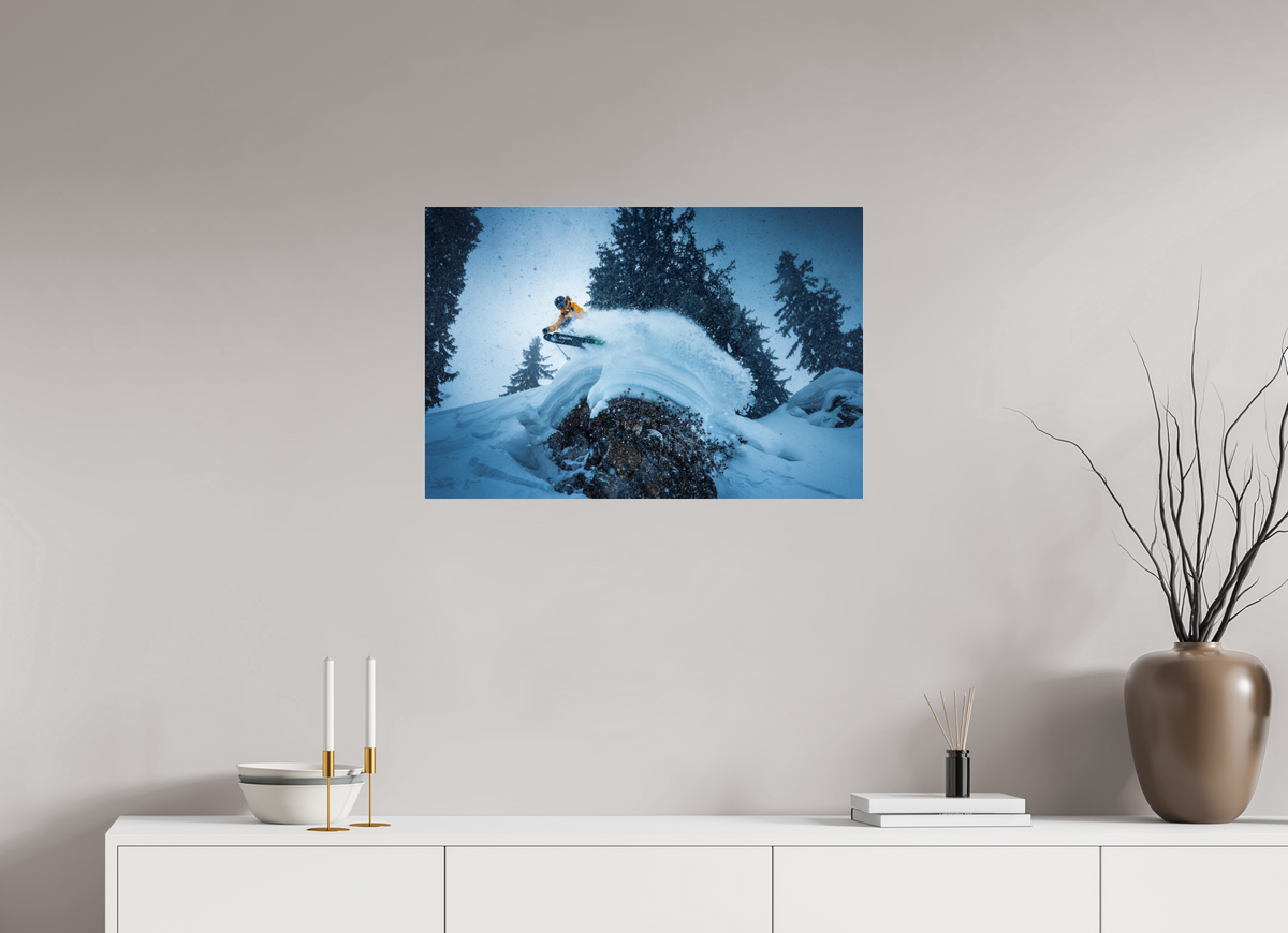 75 x 50 cm, Photo Print Under Acrylic Glass Freeride Jump, Sonnenkopf