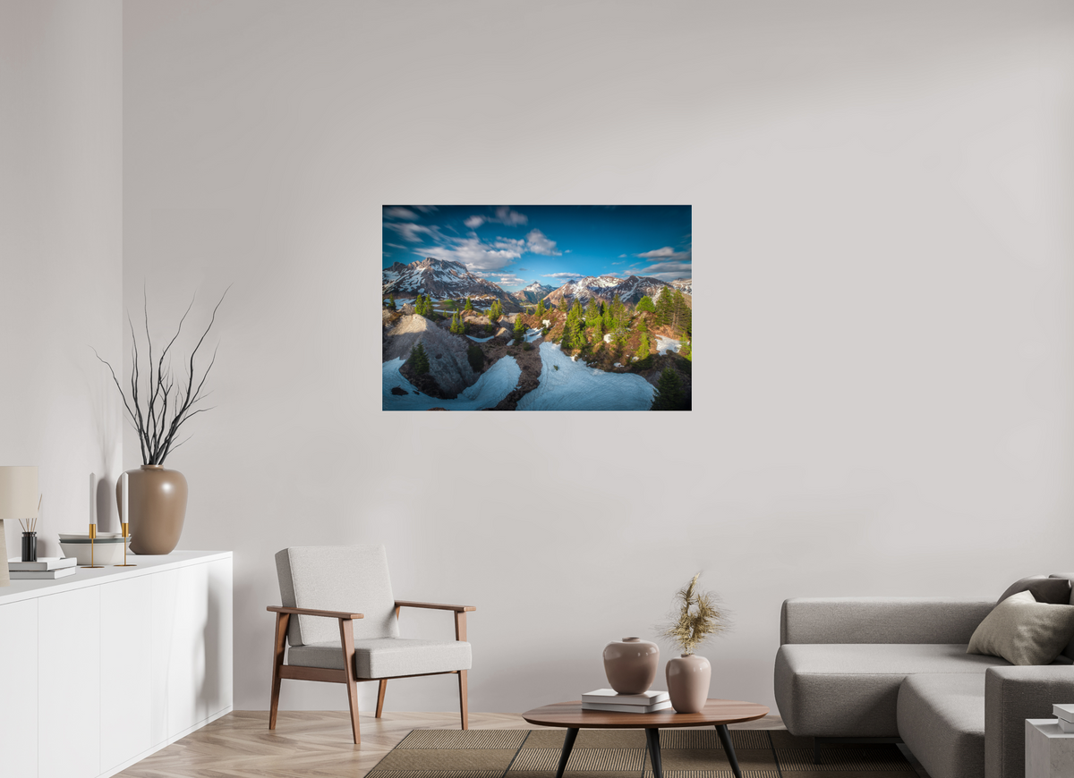 120 x 80 cm, Photo Print Under Acrylic Glass Spring Panorama With the Biberkopf, Lech