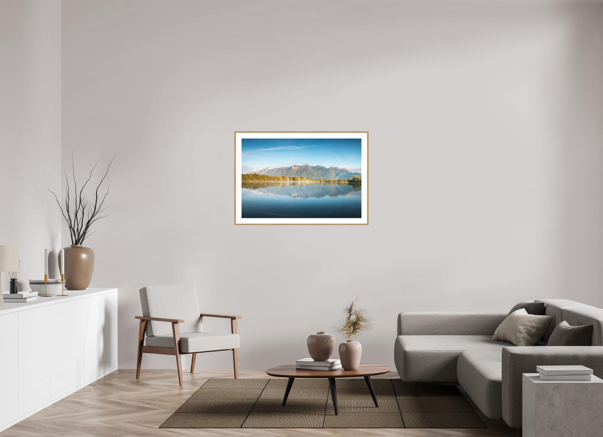 105 x 70 cm, Rahmen-Holzoptik Baggerlöcher Reflection, Feldkirch
