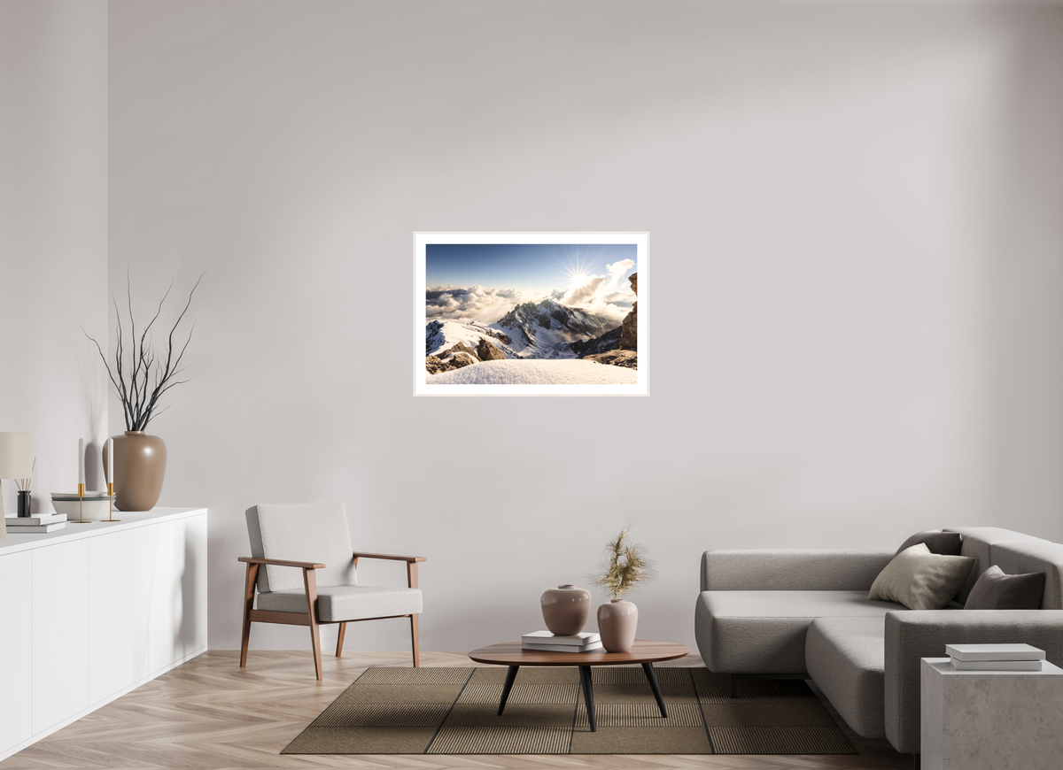 105 x 70 cm, Rahmen-Weiß Dramatic Sunset at the Valluga, Arlberg