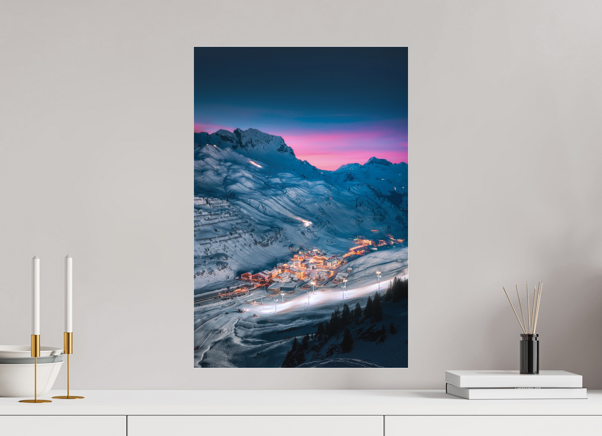 40 x 60 cm, Photo Print Under Acrylic Glass Zürs at Night, Arlberg