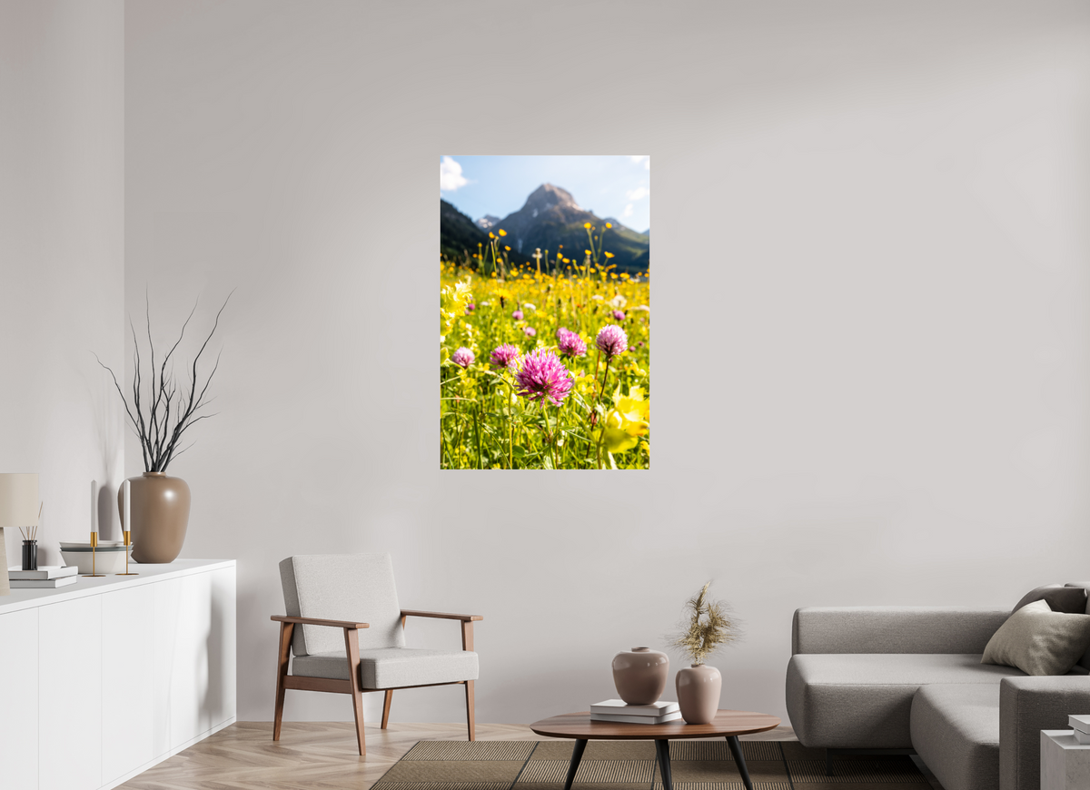 80 x 120 cm, Photo Print Under Acrylic Glass Wildflower Meadow Below the Peak