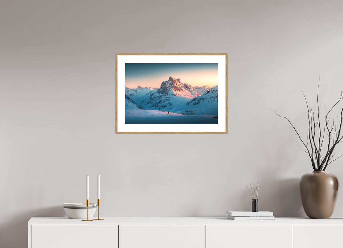 60 x 40 cm, Rahmen-Holzoptik Pateriol Alpenglow, Austria Alps