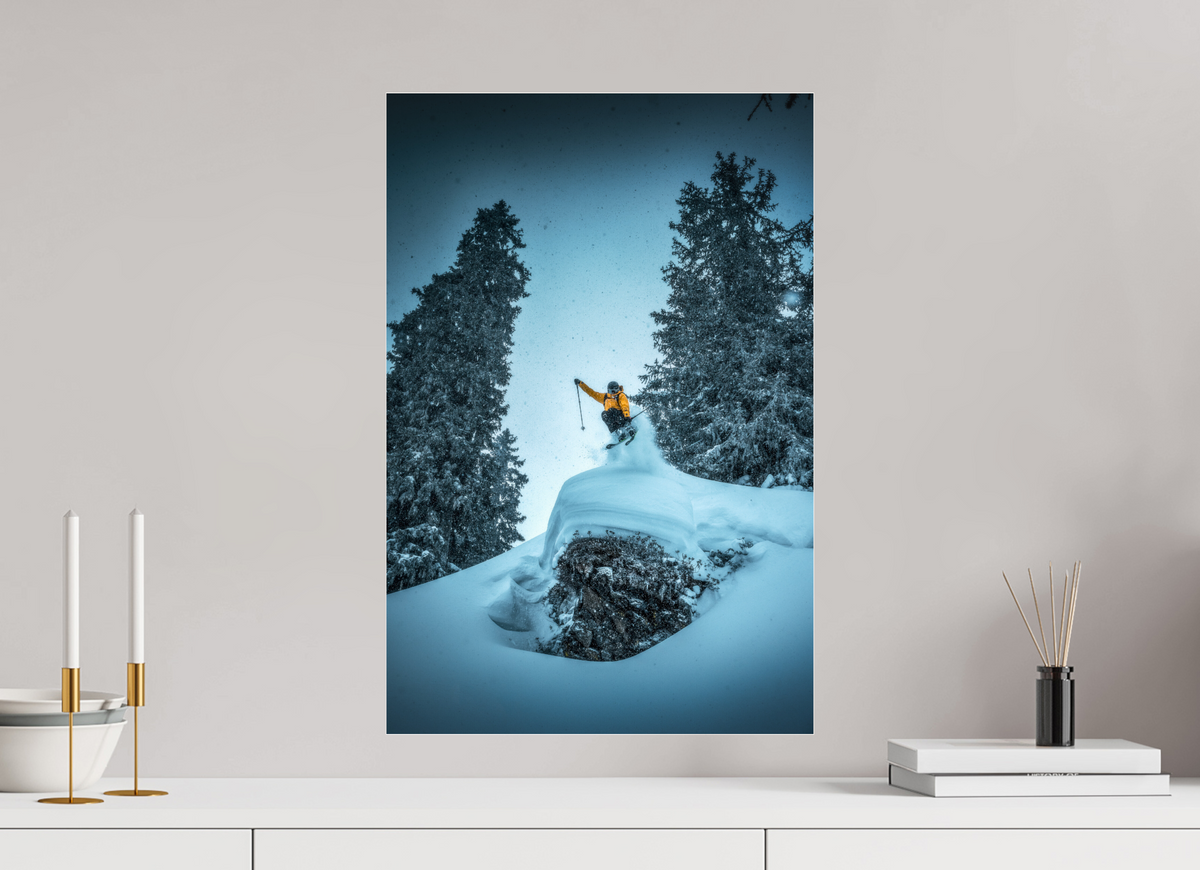 40 x 60 cm, Photo Print Under Acrylic Glass Frozen Launch Over the Trees