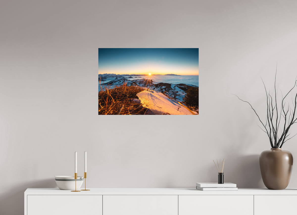 75 x 50 cm, Papierprint ohne Rahmen Sunset at the Hohe Matona, Vorarlberg