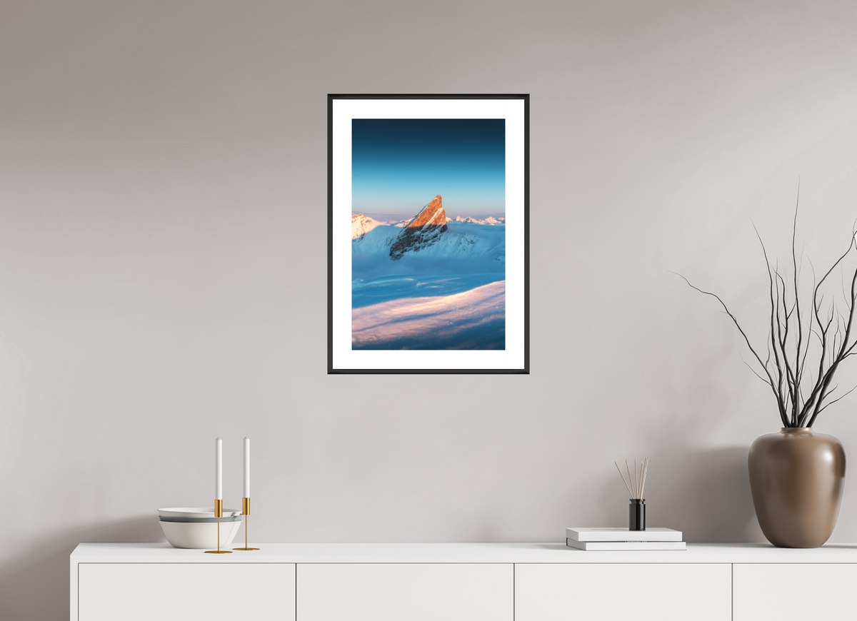 40 x 60 cm, Rahmen-Schwarz Roggspitze Sunset Light, Arlberg
