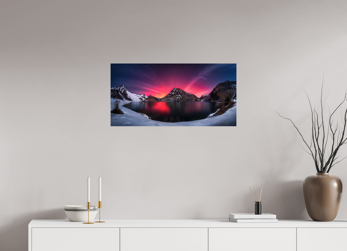 80 x 40 cm, Photo Print Under Acrylic Glass Northern Lights over the Spullersee, Arlberg